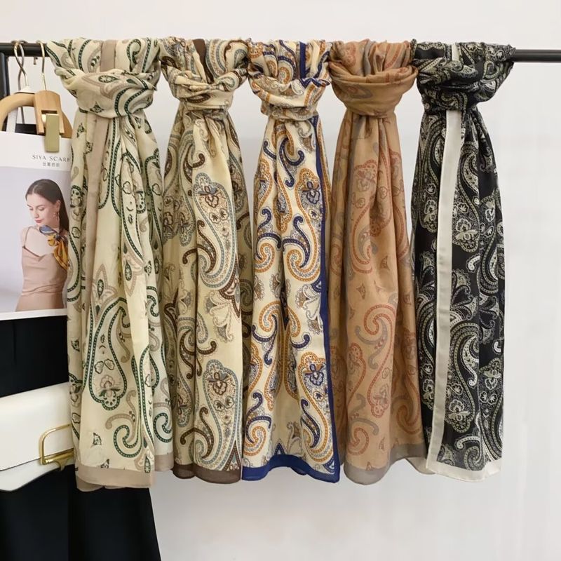 Sciarpa di seta sottile e setosa in stile etnico, sciarpa di cotone e lino, nuova primavera e autunno 2025, sciarpa da viaggio con protezione solare_voghion.com
