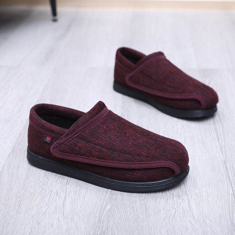 Ziwa Ge Winter New Warm Fleece-Lined Thickened Cloth Widened Velcro Shoe Top Openable Comfortable Cotton Shoes_voghion.com
