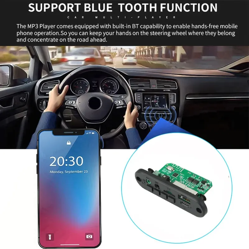 5V DC Wireless Bluetooth DIY MP3 Decoder Board 6W 10W Amplifier Handsfree Music Player Car FM Radio Module TF USB 3.5mm_voghion.com