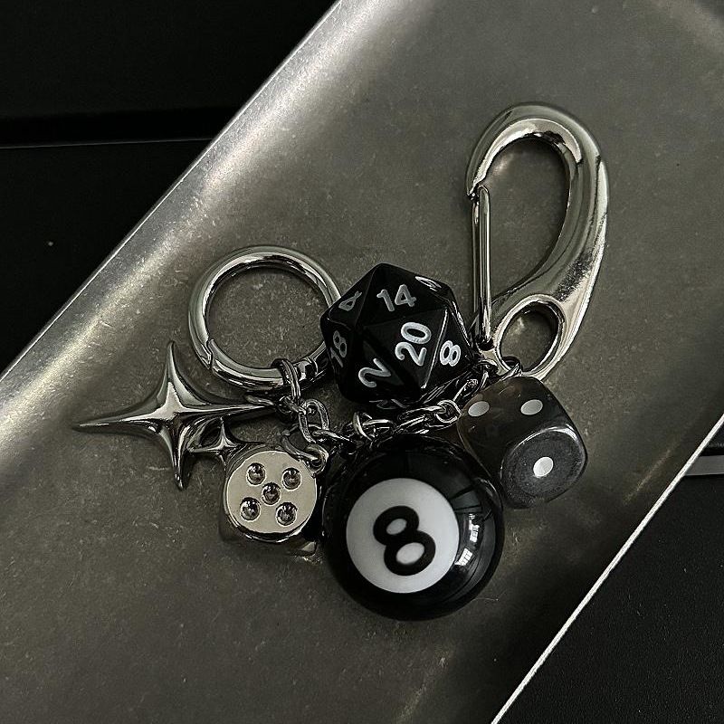 Men And Women's Jewelry Ironworks Original Dice Black 8 Beaded Bag Charm Handmade Trendy Design Keychain Accessory For Outfit Styling_voghion.com