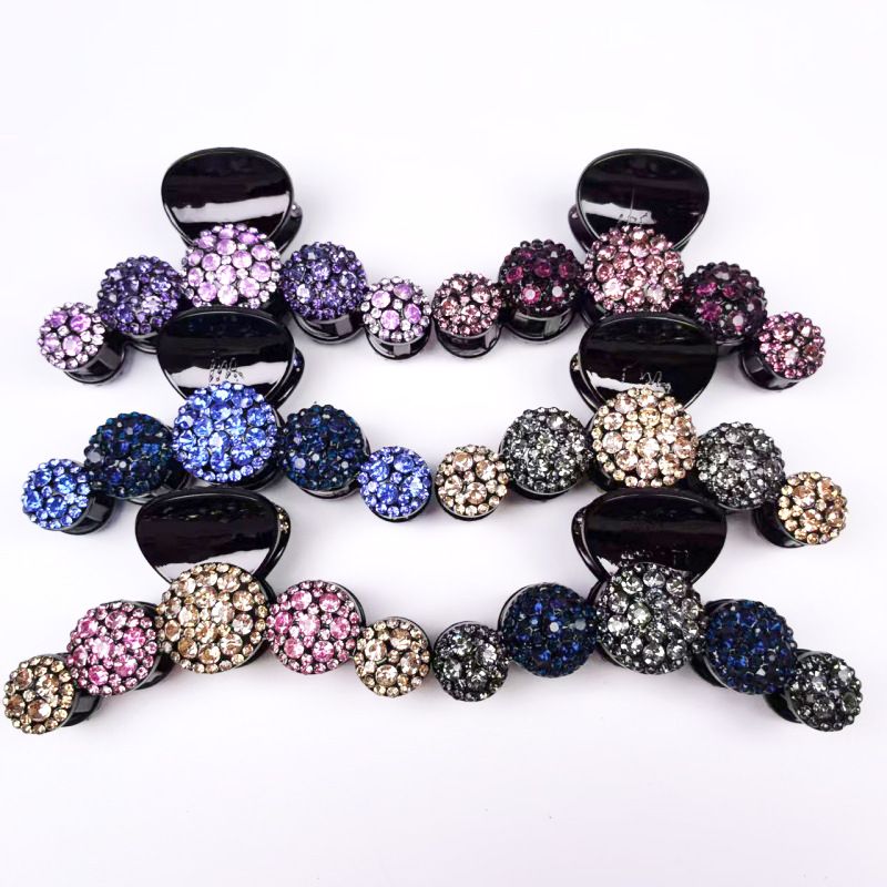 5-Circle Rhinestone Hair Clip, Fashionable Versatile Adult Claw Clip, Minimalist Elegant Shark Clip For Updo, Women's Hair Accessory_voghion.com