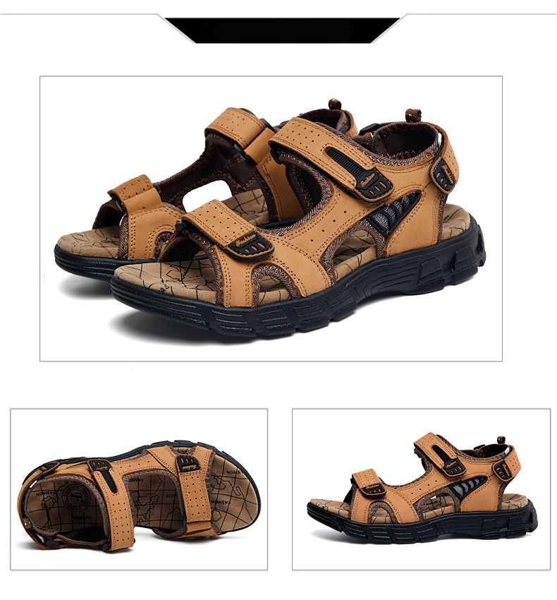 Echt Lieder Männer Sandalen Summer Fräizäit Männer Schong Héichqualitativ mëll Casual Sandalen fir Männer Strand Wanderschong Gréisst 46_voghion.com