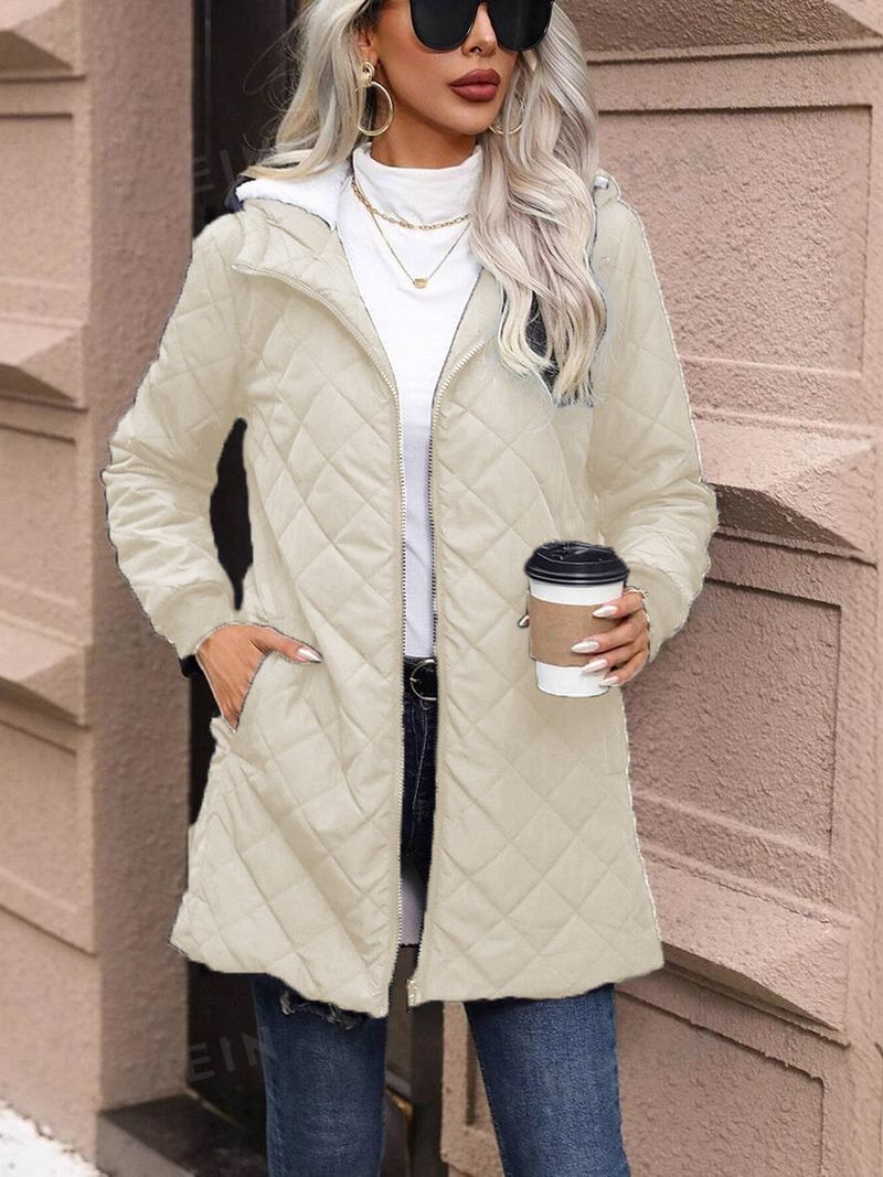 Damen-Wintermantel mit Fleecefutter und Kapuze – weiche Pufferjacke aus Polyester mit Kunstpelzbesatz, warme und stylische Oberbekleidung für Freizeit und Outdoor_voghion.com