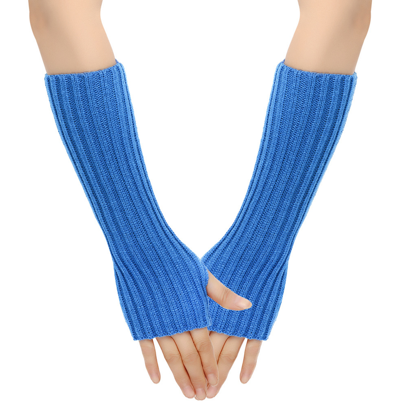 Autumn Winter Long Gloves For Men And Women, Sleeves, Half Finger, Fingerless, Warm Arm Covers, Knitted Gloves,_voghion.com