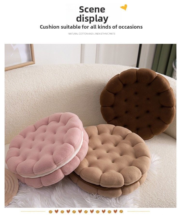 Irregular Plush Cartoon Cushion Lumbar Support Bed Headrest Fun Sandwich Biscuit Sofa Throw Round Pillow_voghion.com