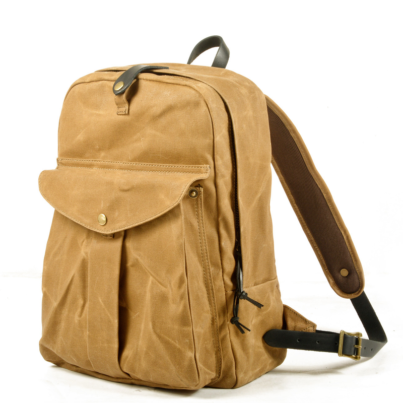 Zaino da viaggio LazyZoom Outdoor di grande capacità, resistente all'acqua, in tela cerata e olio, con giunzioni in vera pelle._voghion.com