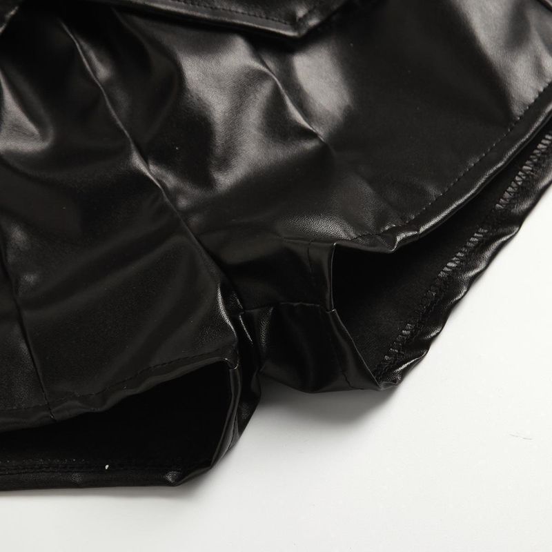 Mother & Kids Children's Clothing Popular Spring And Summer Fur Suspenders Solid Color Leather Shorts Suit With Belt_voghion.com