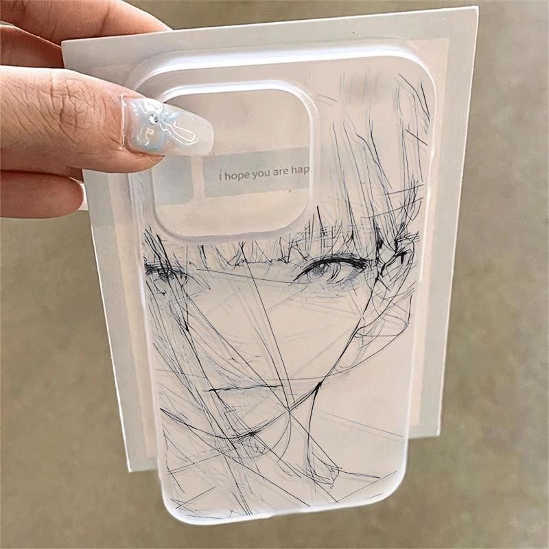 Art Sketch Girl Compatible With Max Phone Case 16 Pro/15/14 Pro Matte 13/X Simple_voghion.com