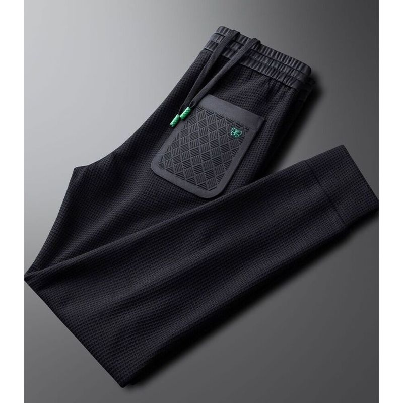 Leichte Luxusmode Europäische Waren Frühling Herbst Waffel karierte weiße Hosen für Herren Slim Fit und weich lässig_voghion.com