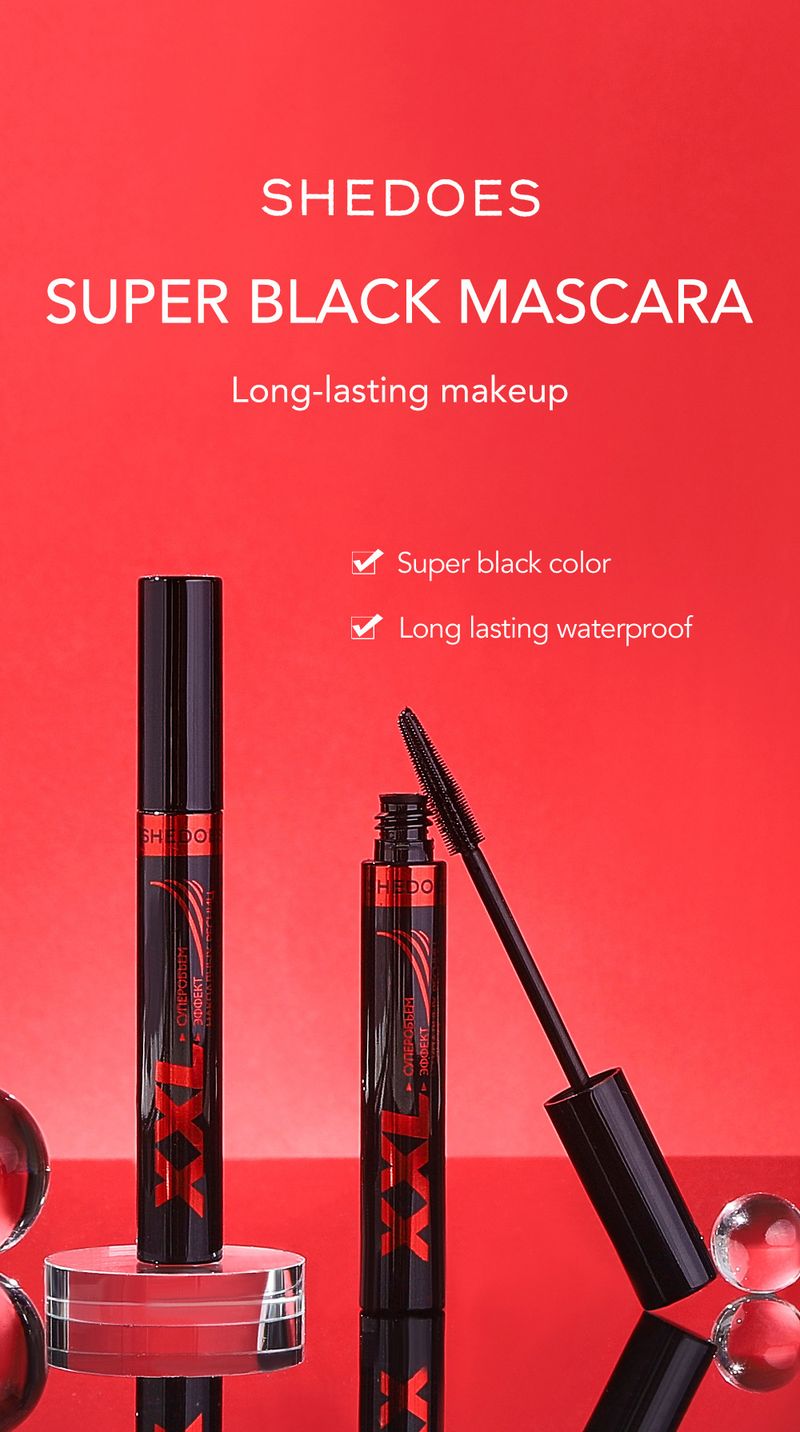 SHEDOES Cool Black Mascara - Waterproof Volumizing Curling Lengthening Smudge-Proof Eyelash Mascara_voghion.com