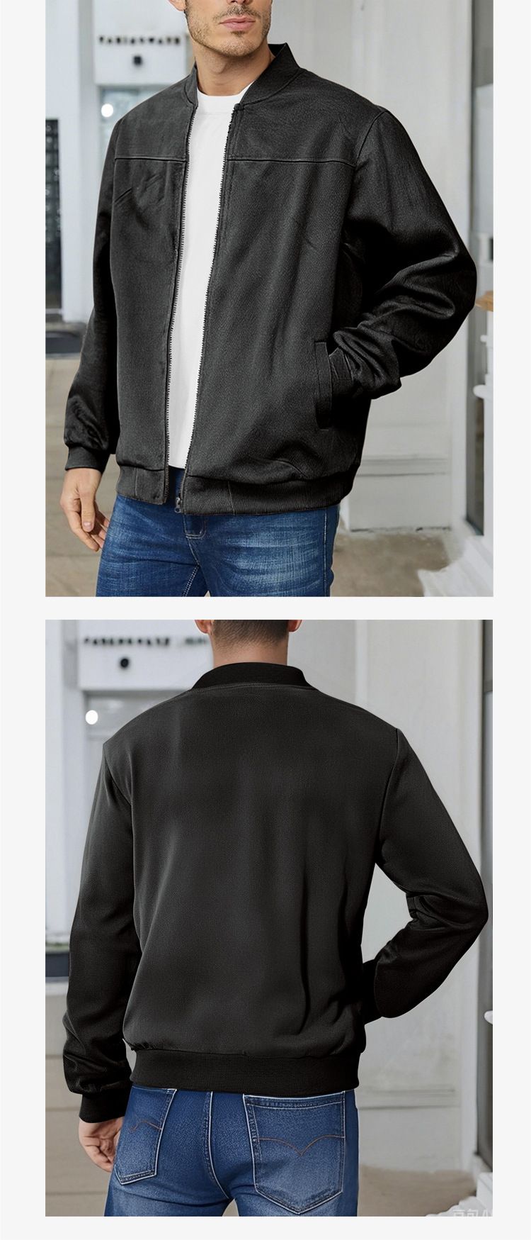 Giacca in pelle scamosciata da uomo, casual, con cerniera, a maniche lunghe, modello cardigan, primavera e autunno_voghion.com