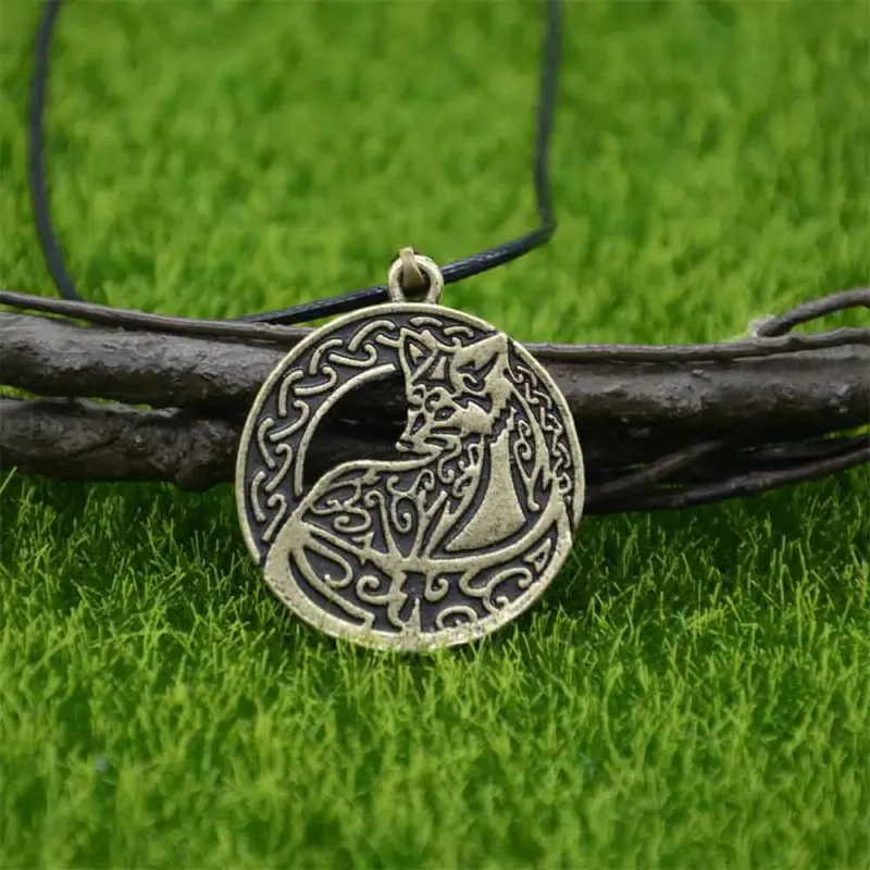 Collana con ciondolo a forma di volpe slava, pronta consegna, accessorio per uomo, stile vichingo, gioielli gotici_voghion.com