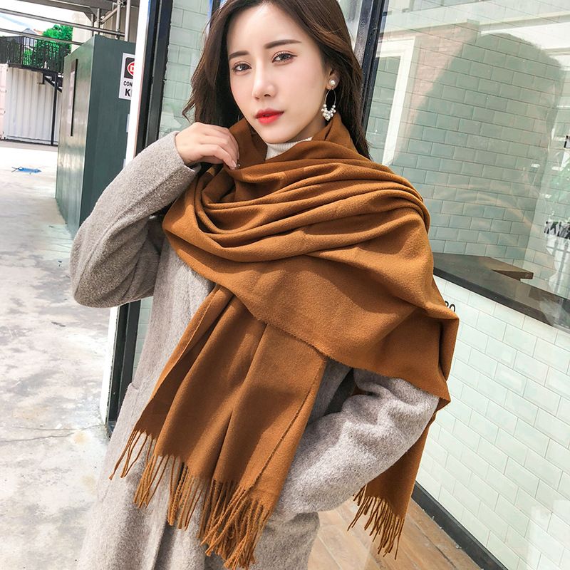 24 Autumn/Winter Solid Color  Scarf Women's Versatile Super Soft Shawl Cashmere Neck Gift_voghion.com