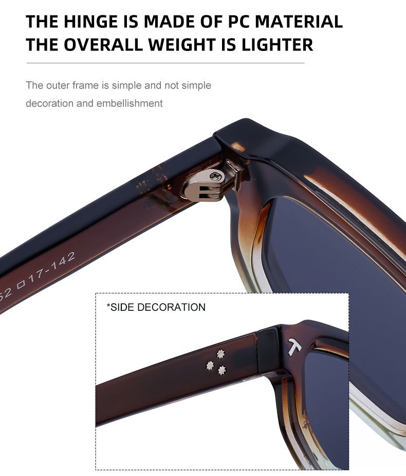 Neue modische Sonnenbrille mit quadratischem Rahmen für Herren, Persönlichkeit, einfache Sonnenbrille, schwarze Sonnenbrille für Herren_voghion.com