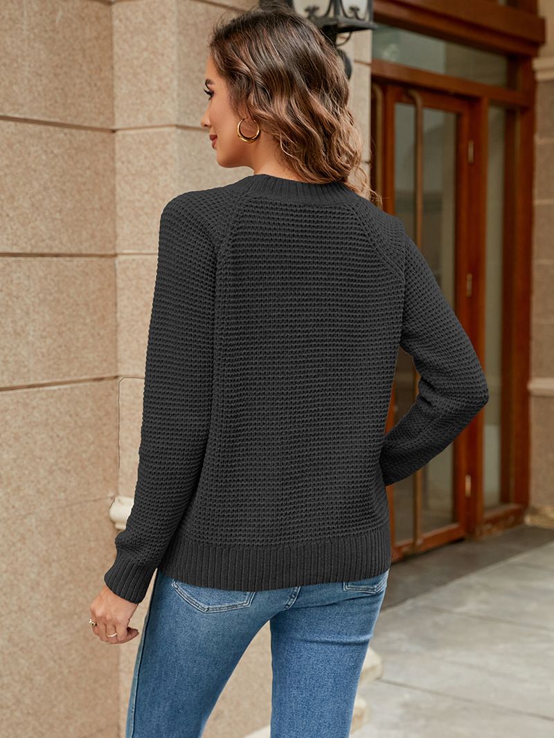 Mao Yu 2024 Automne/Hiver Nouveau Pull Chenille Femme Solide Col Rond Manches Longues Haut Tricoté_voghion.com