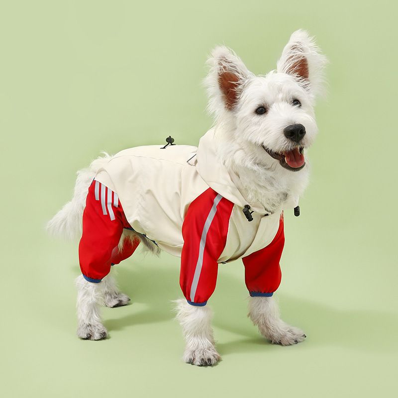 Novo com capuz para cães grandes, capa de chuva impermeável e refletiva para cães, roupas para animais de estimação_voghion.com
