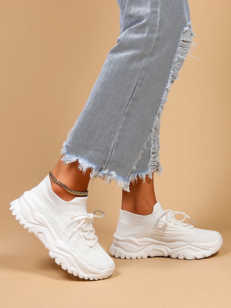 Plus Size Women's Breathable Sock Sneakers Slip-On Lazy Shoes_voghion.com