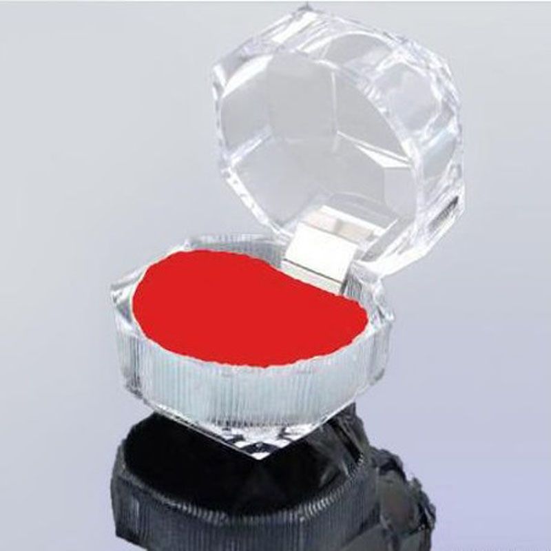 Caja de acero inoxidable para anillos, pendientes, tachuelas y joyas con forro de terciopelo transparente y recto._voghion.com