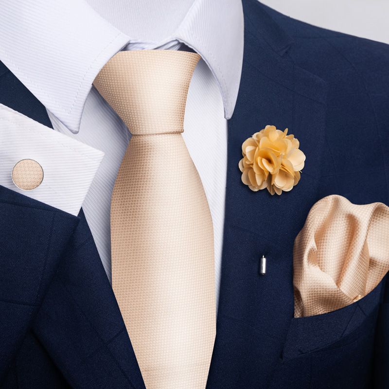 Men's Ties & Handkerchiefs tie groom festive burgundy tie men's suit cufflinks corsage accessories set box_voghion.com