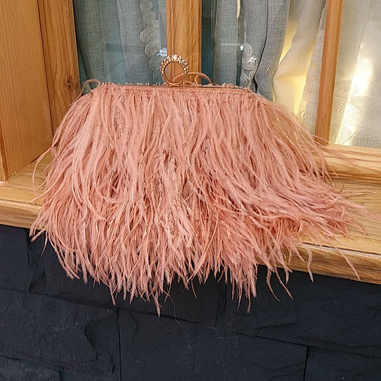 Borsa da donna con catena a tracolla alla moda da sera in capelli di struzzo di marca tailandese_voghion.com
