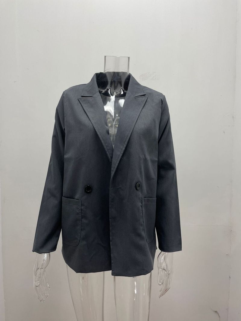 Giacca da donna primaverile e autunnale a maniche lunghe in tinta unita alla moda_voghion.com