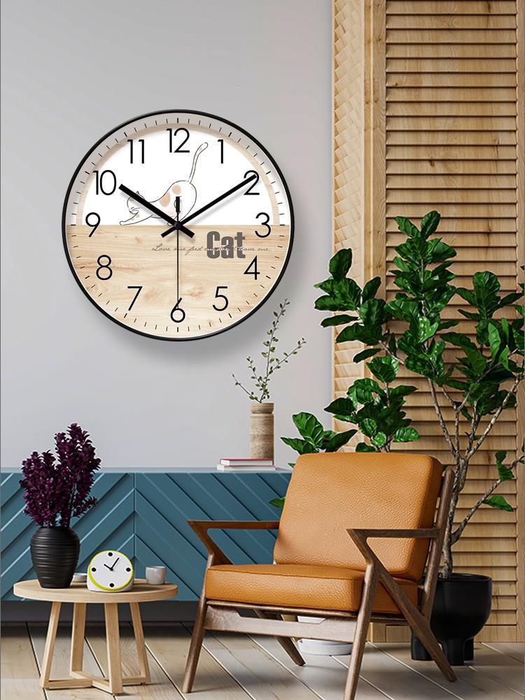Yipula 8250 Cartoon Cat Wall Living Room Simple Kitten Silent Sweep Second Quartz Clock_voghion.com