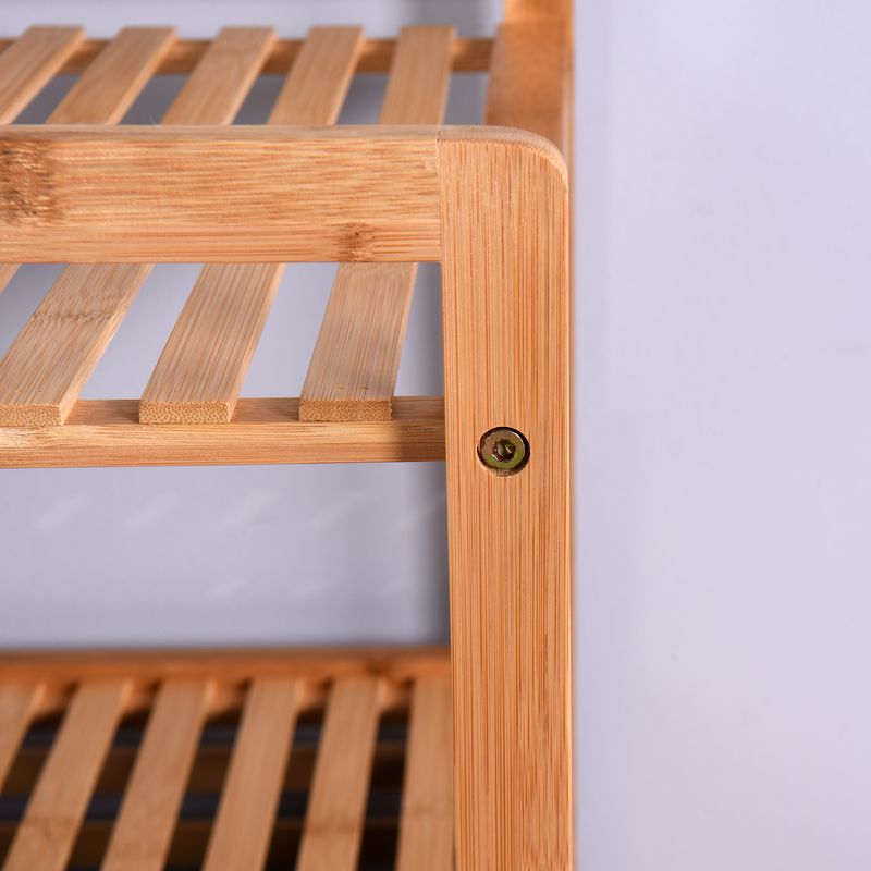 Bathroom Laundry Basket Bamboo Storage Basket with 2-tier Shelf 17.32 x 13 x 37.8 inch_voghion.com