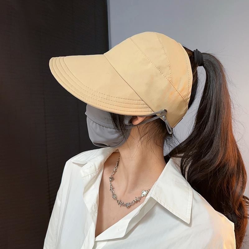 Schnelltrocknendes Sommervisier für Damen, Pferdeschwanz, Abnehmen, Sonnenschutz, Sonnenschirm, Reisemaske, Gesichtsbedeckung, Entenschnabel_voghion.com