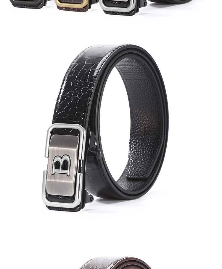 Men's belt fish print inside wear toothless belt fashion casual belt_voghion.com