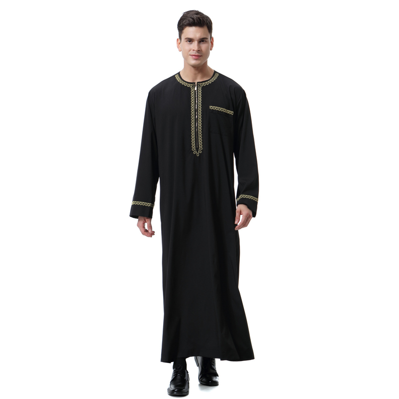 Herenkleding Herengewaad met ronde hals en print, moslim kaftan_voghion.com