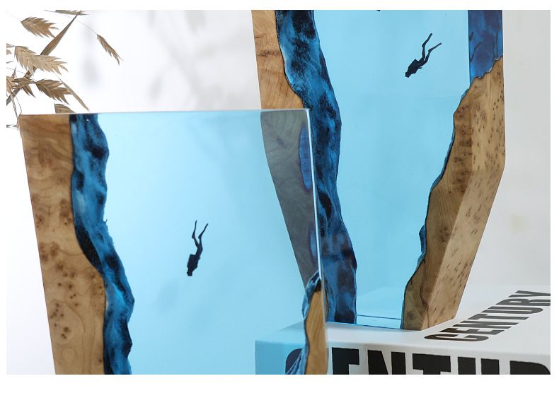 Piccola decorazione in resina per oceano, luce notturna per sub, lampada in legno per esplorazione delle profondità marine, regalo di Natale_voghion.com