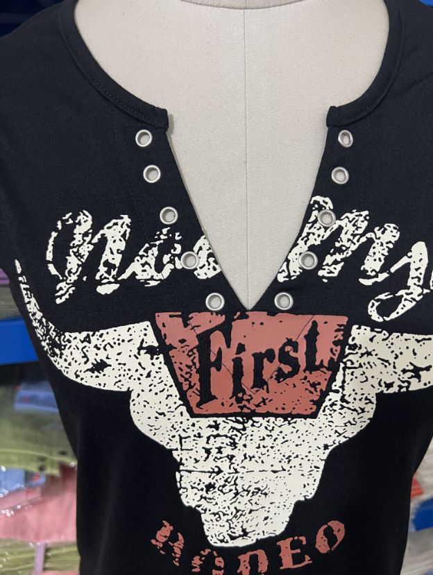 Women's clothing trade women's small vest hot-selling interesting letter printing fashion V-neck sleeveless T-shirt_voghion.com