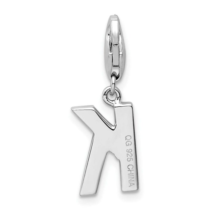 Amore La Vita Sterling Silver Rhodium-plated Polished CZ Letter K Initial Charm With Fancy Lobster Clasp_voghion.com
