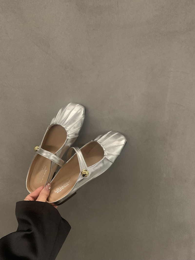 p5 Silberne Baotou-Halbhausschuhe mit flachem Boden draußen tragen 2023 Sommer neue Mutter Mary Jane Muller Damensandalen Einzelschuhe_voghion.com
