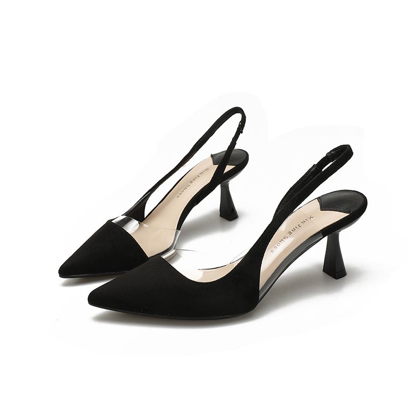 398-5 For Women's New Thin High Heel Pointed Shoes With Headband Splicing To Show Slim, Unique, Sexy Single_voghion.com