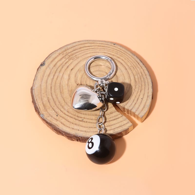Punk Hiphop Black Dice No. 8 Billiards Keychain Y2K Pink Lucky Dice Starburst Pendant Bag Charms Hangings Ornament Accessories_voghion.com