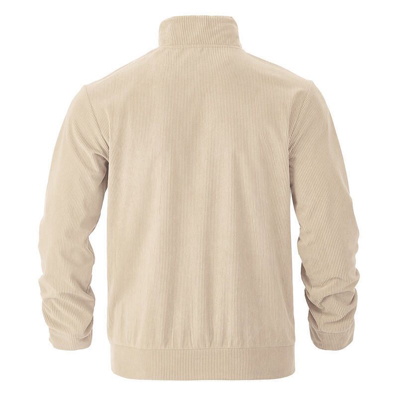Autumn American Heavy Corduroy New Simple Versatile Multi Pocket Long Sleeved Stand Up Collar Jacket Men's Clothing_voghion.com