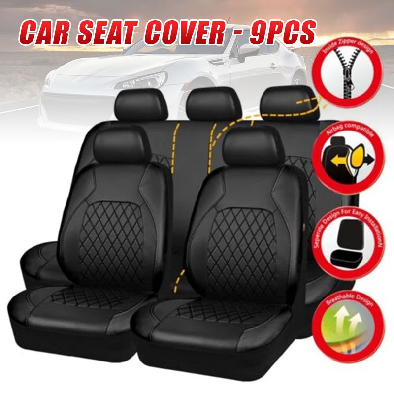 9 pezzi/set universale in pelle PU cuscino per auto completo cuscino protettivo per sedile accessori interni auto_voghion.com