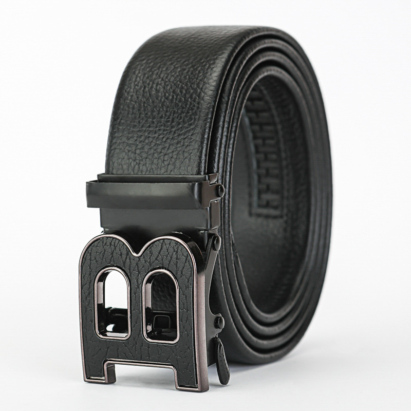 VOOTHOST Herren Ledergürtel Metall Automatische Schnalle Arbeitsgürtel Hochwertiger Herren Leder Business Gürtel VB188_voghion.com