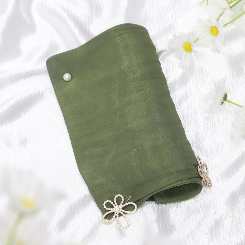 Bufanda larga de seda brillante y suave de color liso, nueva, de imitación de seda, con hilo brillante, para bolso de mujer._voghion.com