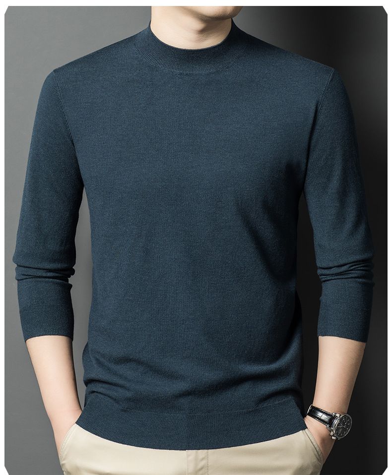 Herren-Kammgarnpullover – Dicker Strickpullover mit halbhohem Kragen für Herbst & Winter (Kamel/Beigegrau/Stahlgrau/Schwarz_voghion.com