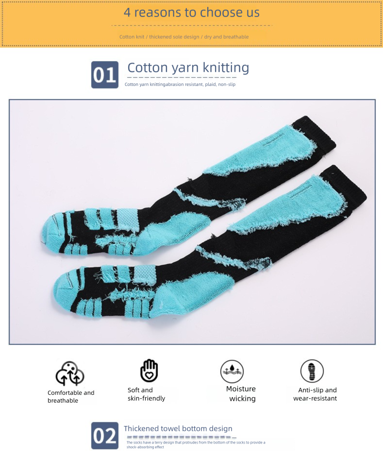 Dikke warme skisokken voor mannen en vrouwen, wintersportsokken met handdoek, hoge sokken voor bergbeklimmen_voghion.com
