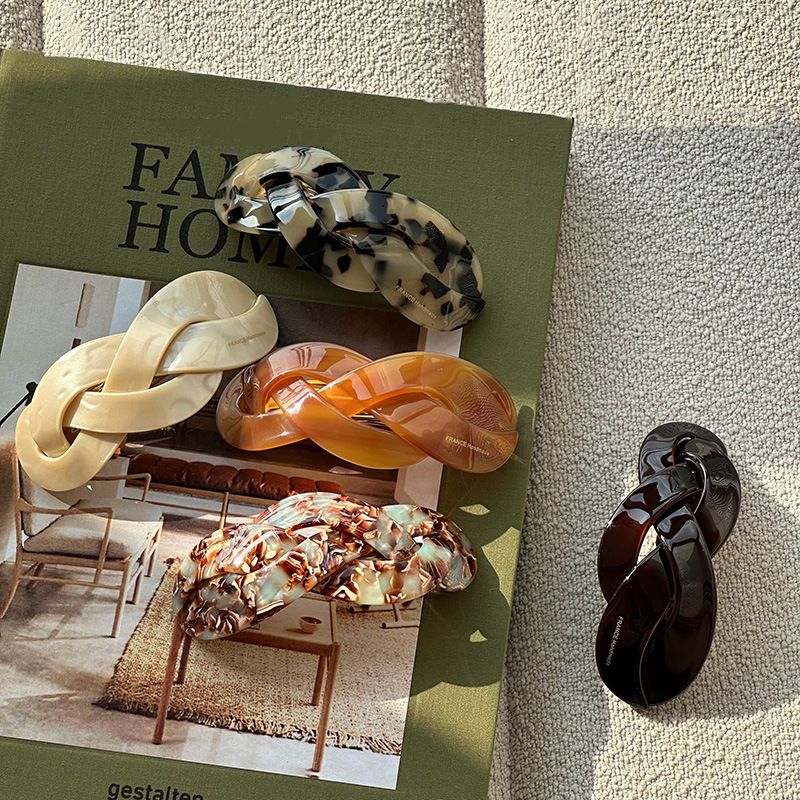 Corea del nuovo francese retrò Francia Twist forma intrecciata grande coda di cavallo molla clip piastra superiore dei capelli clip orizzontale_voghion.com