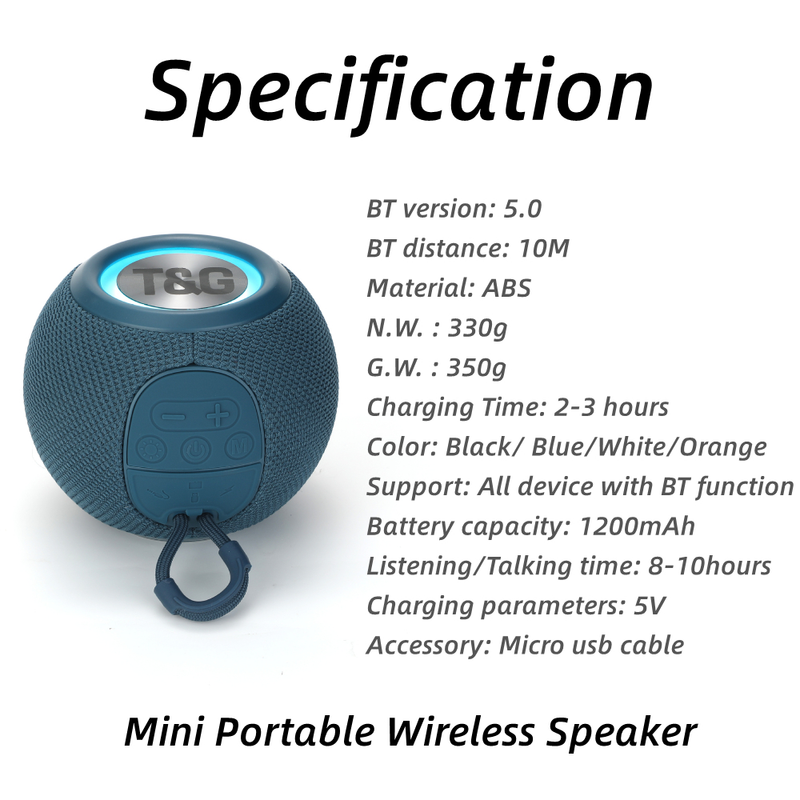 T&G TG337 New Portable Speaker Wireless Bluetooth 3D Stereo Surround Subwoofer Waterproof Outdoor Loudspeaker Lanyard_voghion.com