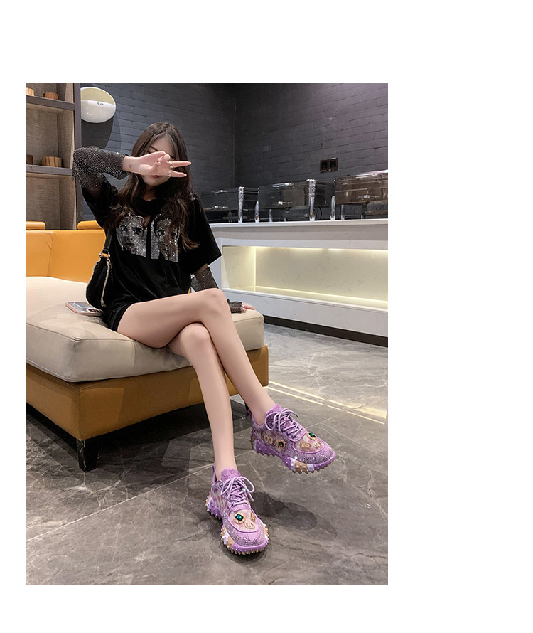 Biskuitboden dicker Boden Strass Papa Schuhe Damen 2023 Sommer neue Mesh Mode Schuhe_voghion.com