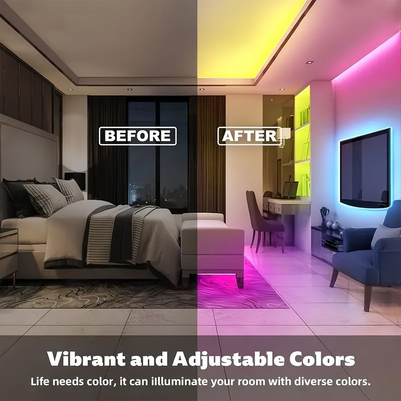 Strisce luminose a LED con cambio colore NBBUFF da 100 piedi per camera da letto con telecomando e alimentatore per l'arredamento della casa_voghion.com