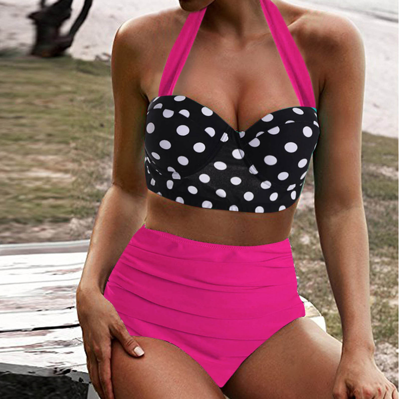 hard bag push-up slimming BIKINI high-waisted women's sexy bikini split swimsuit_voghion.com