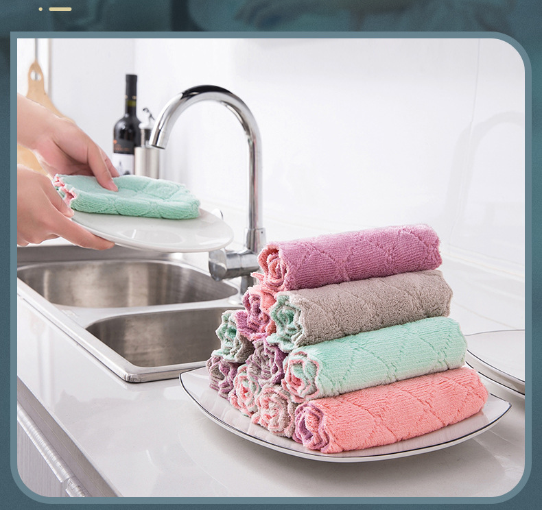 3 pçs/5 pçs/10 pçs toalha de microfibra absorvente pano de limpeza de cozinha antiaderente óleo prato toalha trapos guardanapos utensílios de mesa toalha de limpeza doméstica_voghion.com