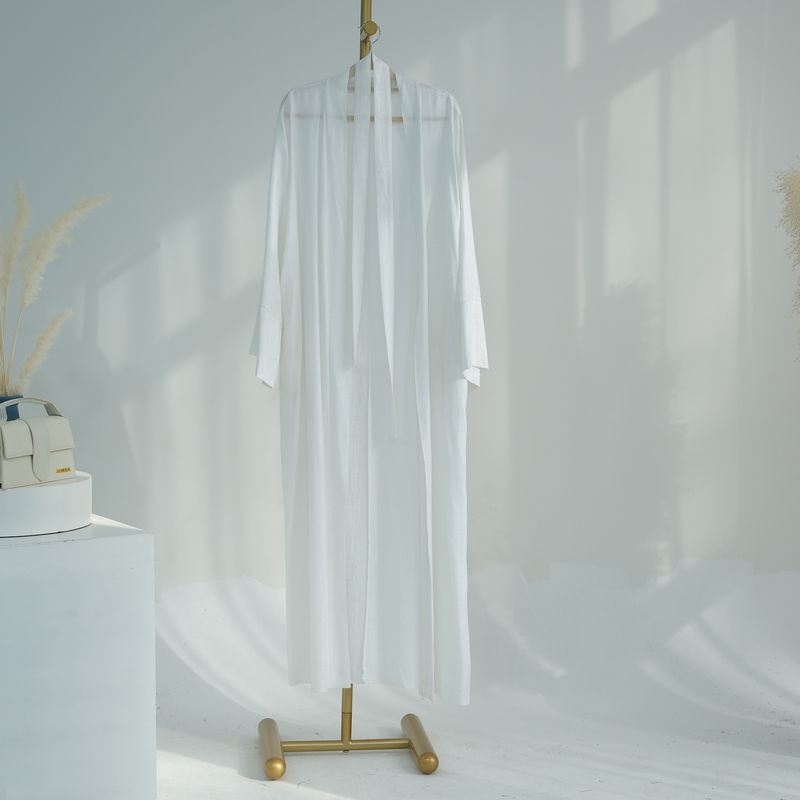 Verve 2025 Dubai Turchia Cardigan in cotone e lino tinta unita, set musulmano_voghion.com