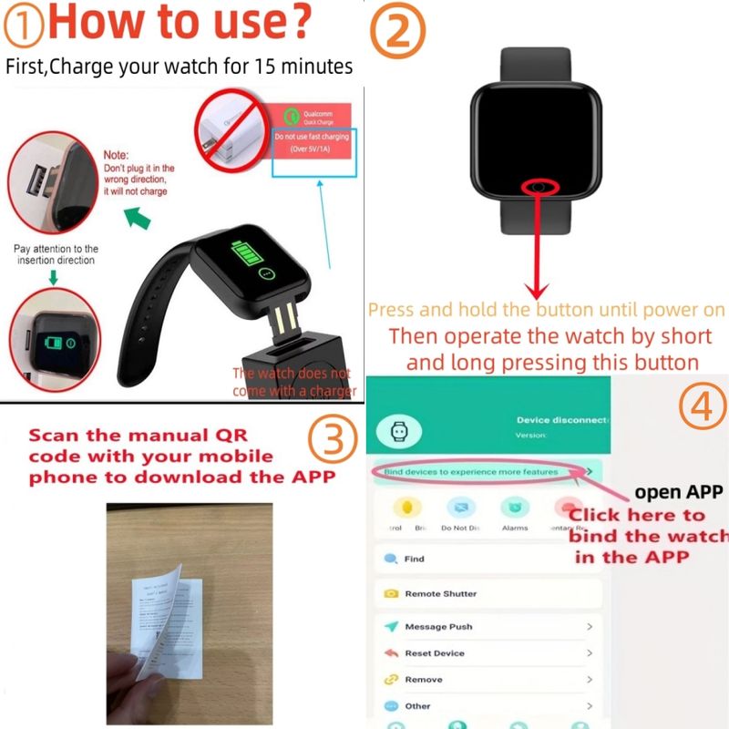 Smart Watch Nachrichtenerinnerung Musiksteuerung Kalorienentfernung Fitness Tracker Männer Smartwatch Frauen Kinder Uhren Uhr Alarm_voghion.com